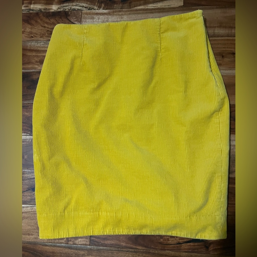 Maeve X From Anthropologie Yellow Whale Corduroy Midi Pencil Skirt 8